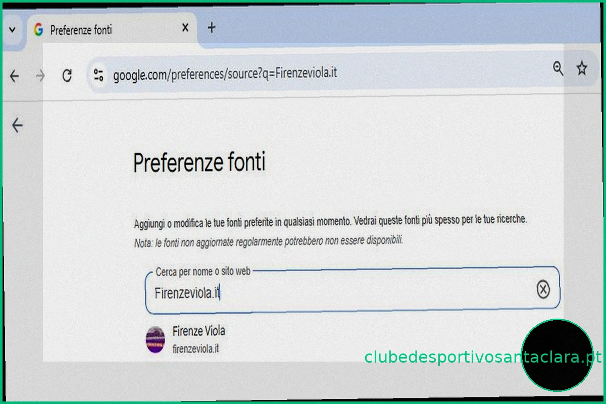 Google "Fonti Preferite": Aggiungi FirenzeViola per Notizie Personalizzate