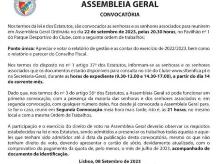 Benfica: Assembleia Geral Retomada, Sócios Rejeitam Relatório e Contas