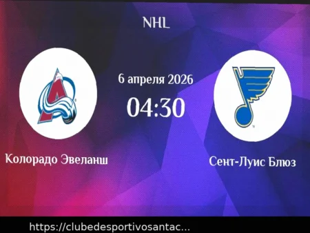 Análise e Prognóstico da Partida da NHL: Colorado Avalanche vs St. Louis Blues (6 de Abril de 2026)